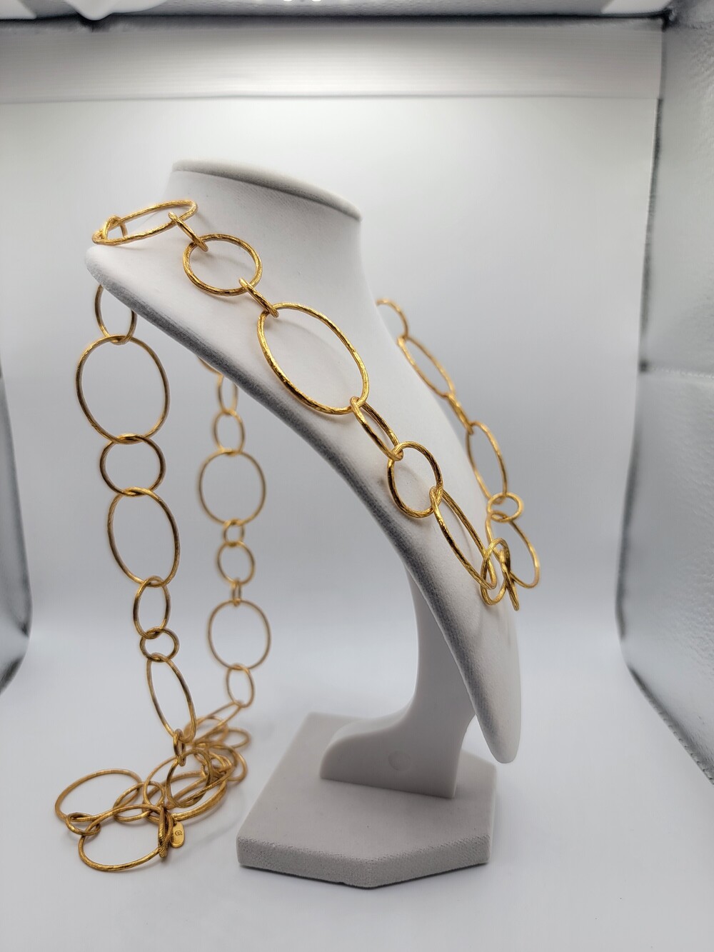 Julie Vos Laguna Gold Open Circle Station Necklace 39 Inch